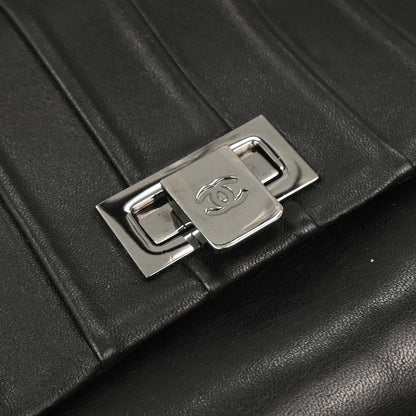 Chanel Black Lambskin Mademoiselle Accordion Flap Shoulder Bag