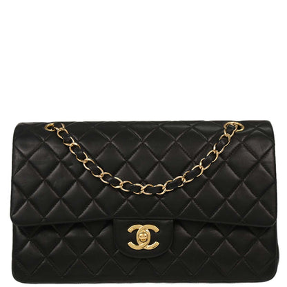Chanel Black Lambskin Medium Classic Double Flap Shoulder Bag