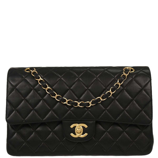 Chanel Black Lambskin Medium Classic Double Flap Shoulder Bag