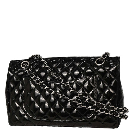 Chanel Black Patent Leather Secret Label Single Flap Shoulder Bag