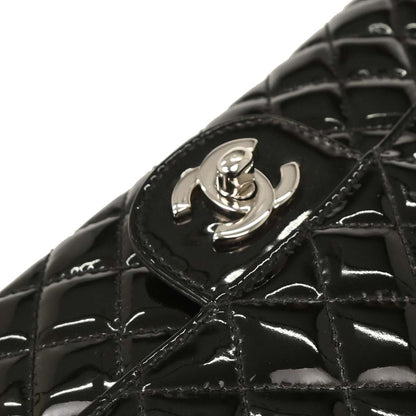 Chanel Black Patent Leather Secret Label Single Flap Shoulder Bag