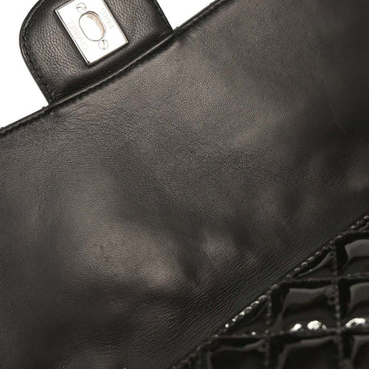 Chanel Black Patent Leather Secret Label Single Flap Shoulder Bag