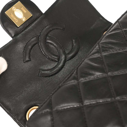 Chanel Black Lambskin Mini Classic Square Flap Shoulder Bag