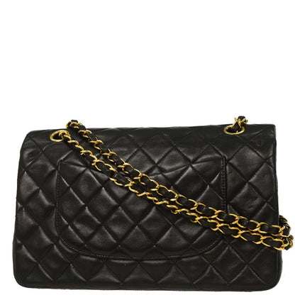 Chanel 1994-1996 Black Lambskin Medium Classic Double Flap Shoulder Bag