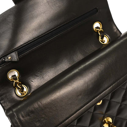 Chanel 1994-1996 Black Lambskin Medium Classic Double Flap Shoulder Bag