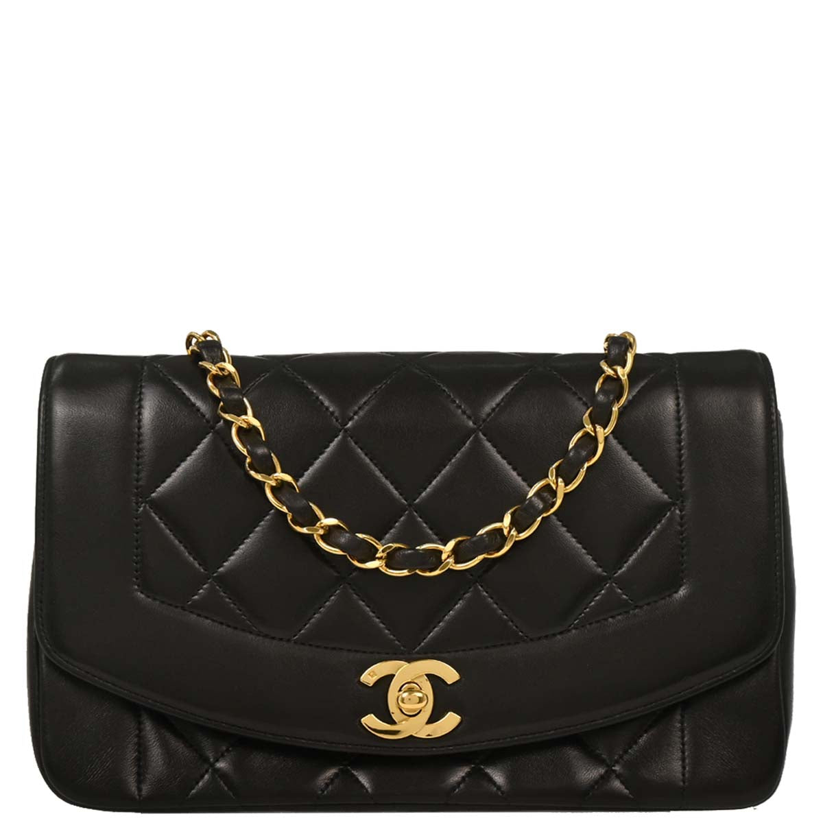 Chanel Black Lambskin Small Diana Shoulder Bag