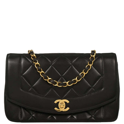 Chanel Black Lambskin Small Diana Shoulder Bag