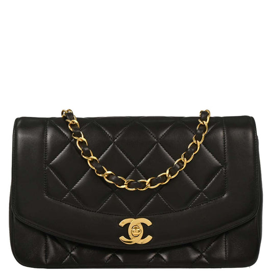 Chanel Black Lambskin Small Diana Shoulder Bag