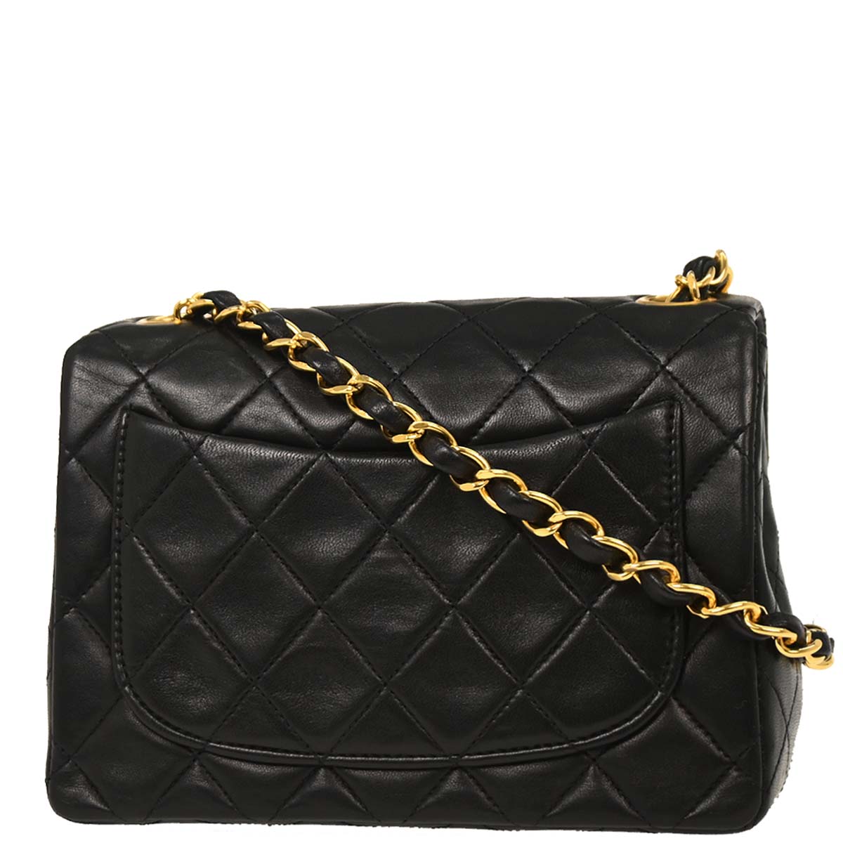 Chanel Black Lambskin Mini Classic Square Flap Shoulder Bag