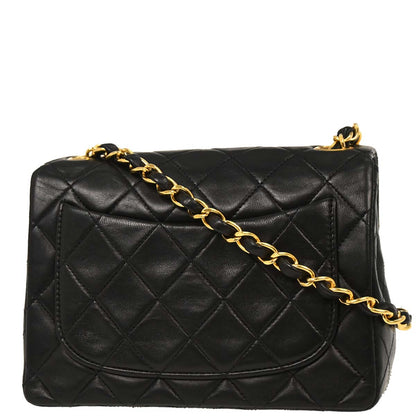 Chanel Black Lambskin Mini Classic Square Flap Shoulder Bag