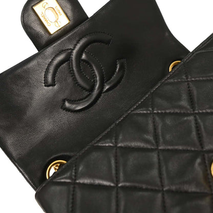Chanel Black Lambskin Mini Classic Square Flap Shoulder Bag