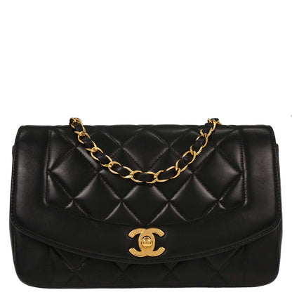 Chanel Black Lambskin Small Diana Shoulder Bag
