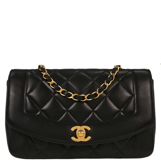 Chanel Black Lambskin Small Diana Shoulder Bag