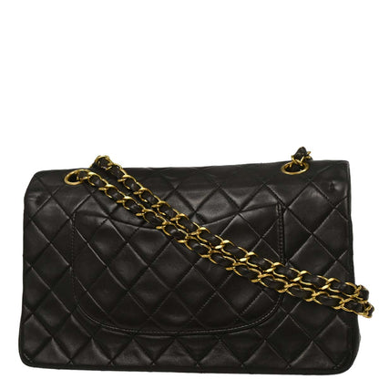 Chanel 1991-1994 Black Lambskin Medium Classic Double Flap Shoulder Bag