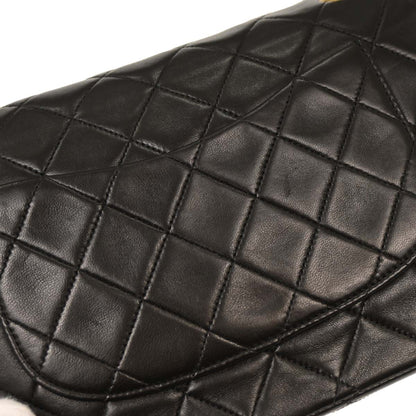 Chanel 1991-1994 Black Lambskin Medium Classic Double Flap Shoulder Bag