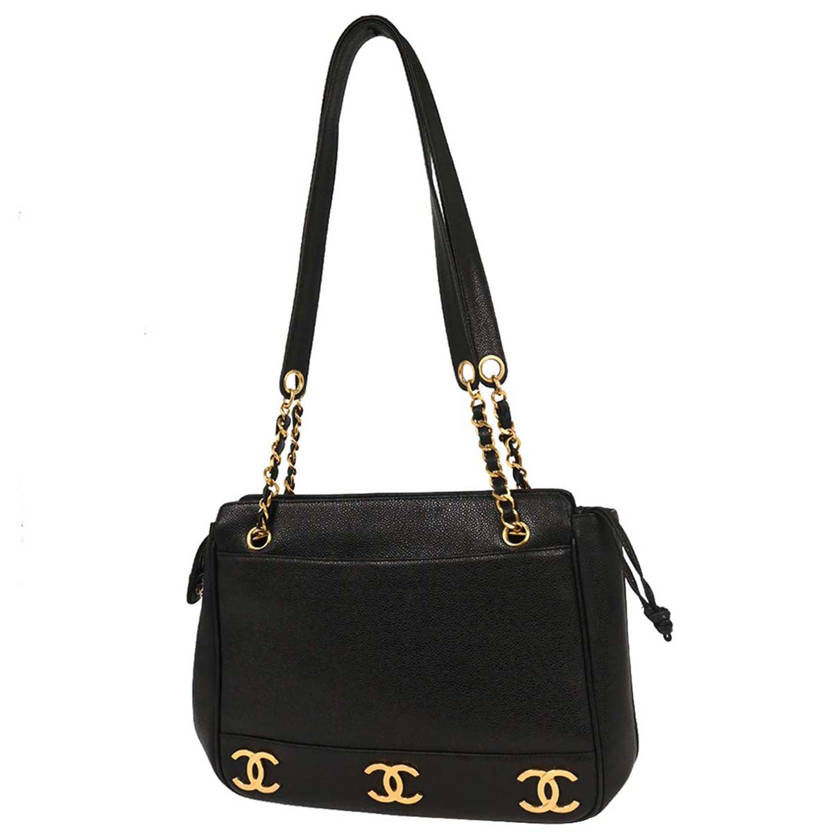 Chanel Black Caviar Triple CC Shoulder Tote Bag