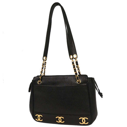 Chanel Black Caviar Triple CC Shoulder Tote Bag