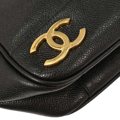 Chanel Black Caviar Triple CC Shoulder Tote Bag