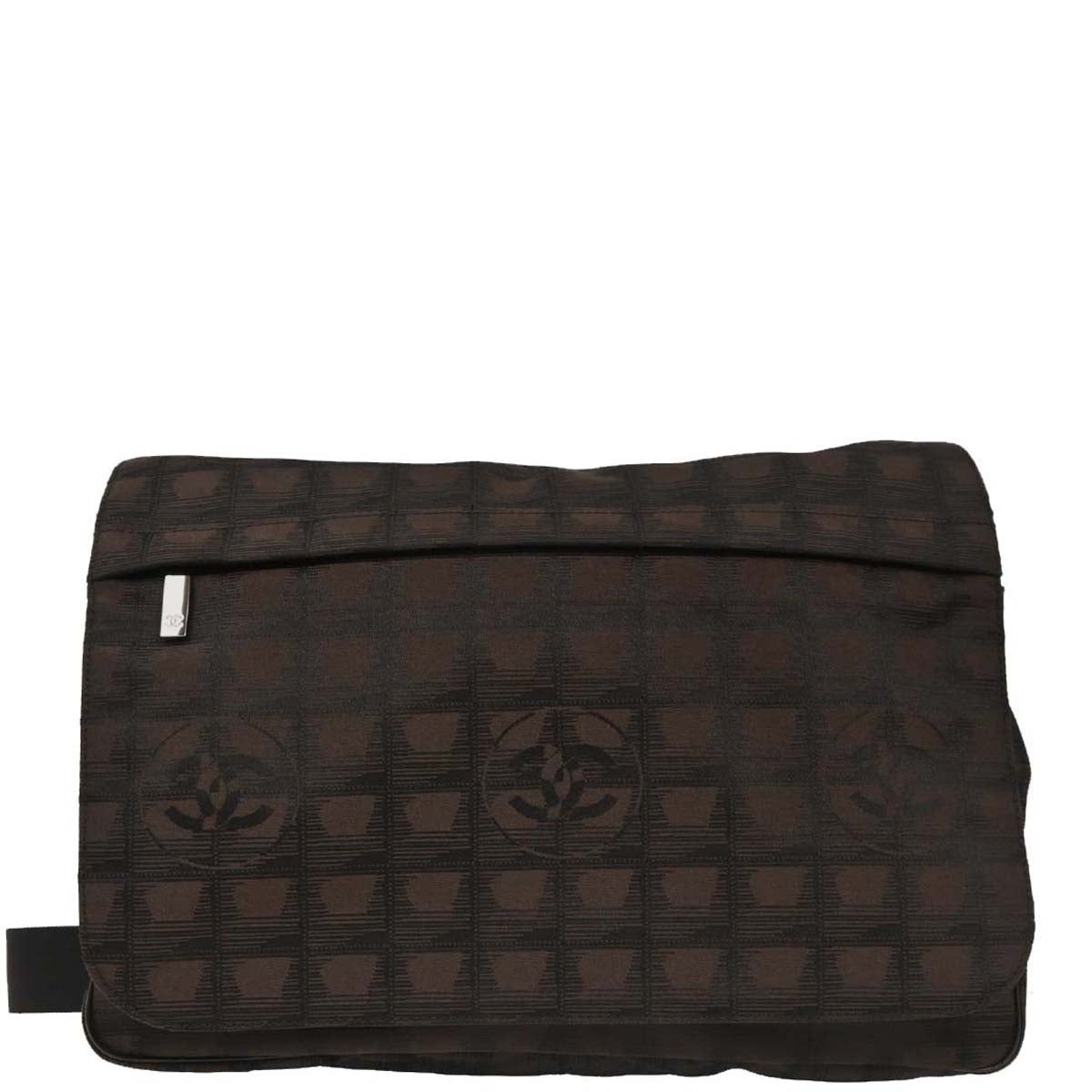 Chanel Brown Jacquard Nylon New Travel Line Shoulder Bag