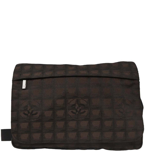Chanel Brown Jacquard Nylon New Travel Line Shoulder Bag
