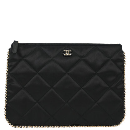 Chanel Black Satin Clutch Bag