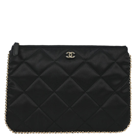 Chanel Black Satin Clutch Bag