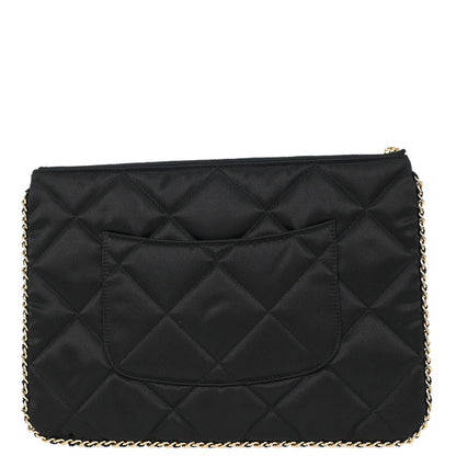 Chanel Black Satin Clutch Bag