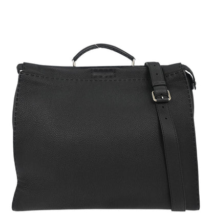 Fendi Black Leather Peekaboo Fit 2way Shoulder Handbag