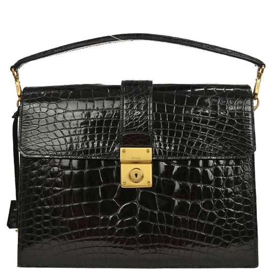 Prada * Black Crocodile Handbag