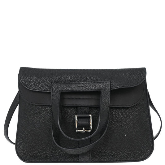 Hermes Black Taurillon Clemence Halzan 31 2way Shoulder Tote Bag
