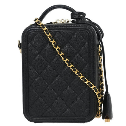 Chanel 2019 Black Caviar Filigree 2way Shoulder Bag