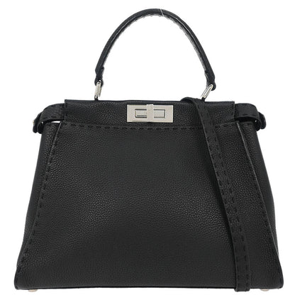 Fendi Black Leather Peekaboo 2way Shoulder Handbag