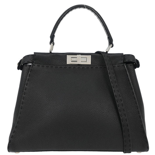 Fendi Black Leather Peekaboo 2way Shoulder Handbag