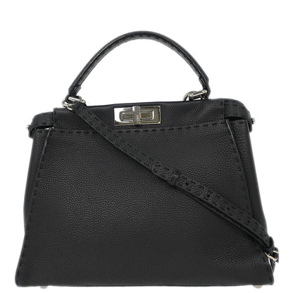 Fendi Black Leather Peekaboo 2way Shoulder Handbag