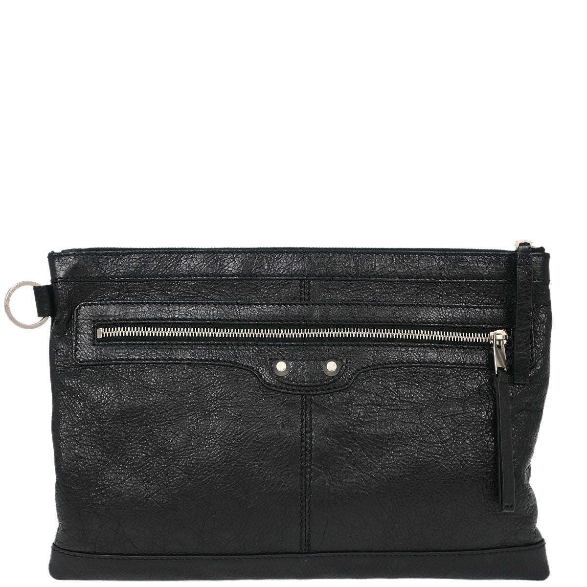 Balenciaga Black Leather Clip M Clutch Bag