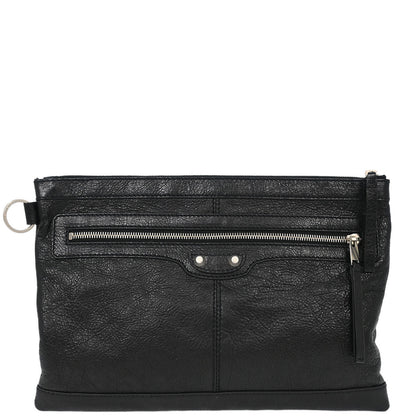 Balenciaga Black Leather Clip M Clutch Bag