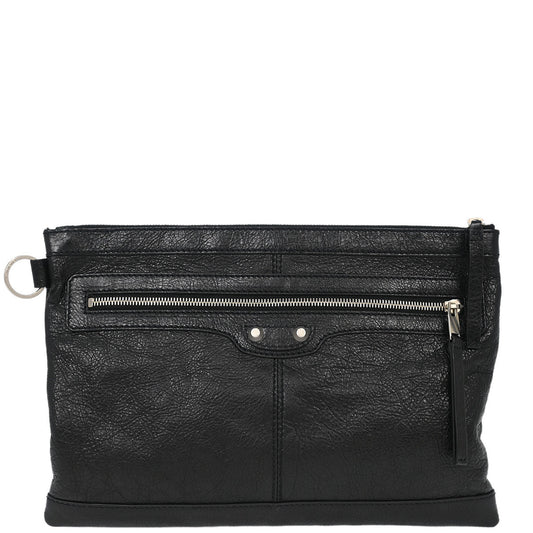 Balenciaga Black Leather Clip M Clutch Bag