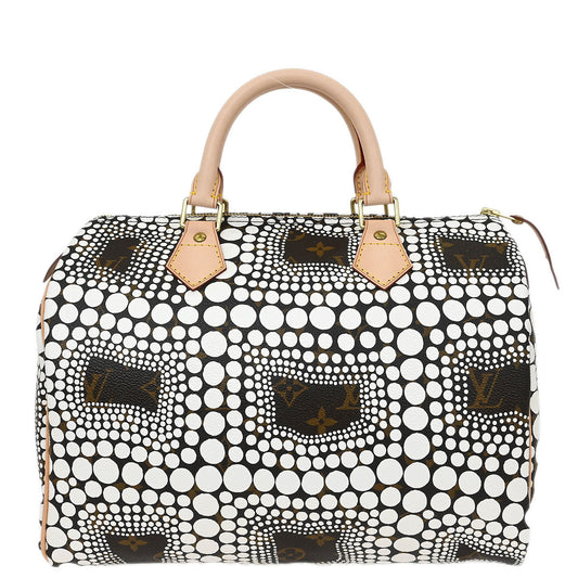 Louis Vuitton Yayoi Kusama White Monogram Town Speedy 30 Handbag M40690