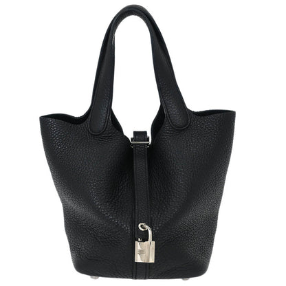 Hermes Black Taurillon Clemence Picotin Lock 18 PM Handbag