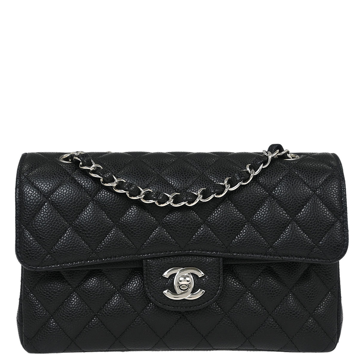 Chanel 2019 Black Caviar Small Classic Double Flap Shoulder Bag
