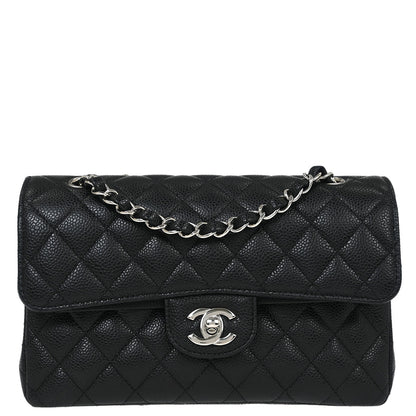 Chanel 2019 Black Caviar Small Classic Double Flap Shoulder Bag