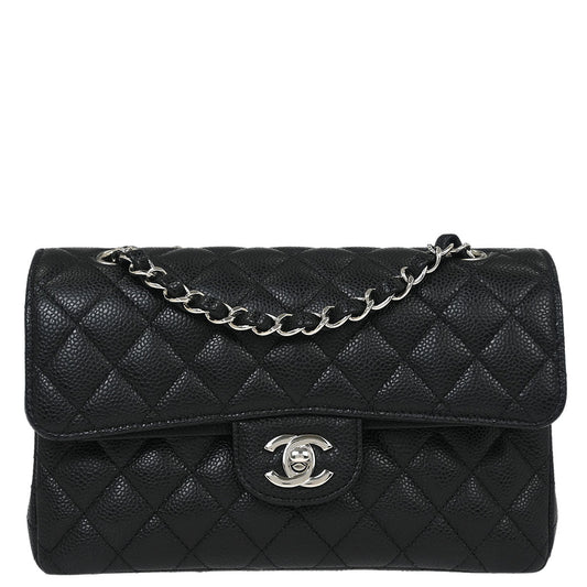 Chanel 2019 Black Caviar Small Classic Double Flap Shoulder Bag