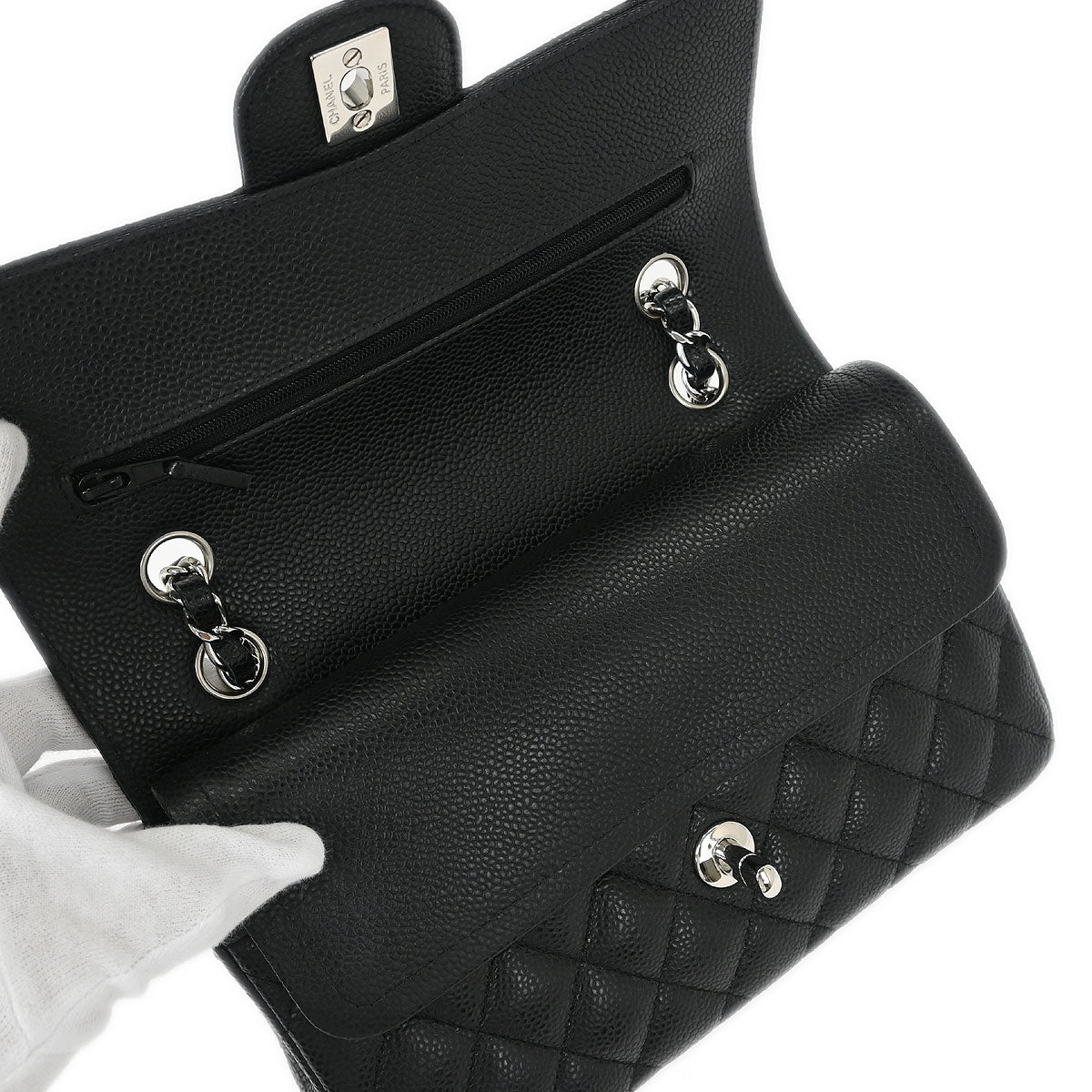 Chanel 2019 Black Caviar Small Classic Double Flap Shoulder Bag