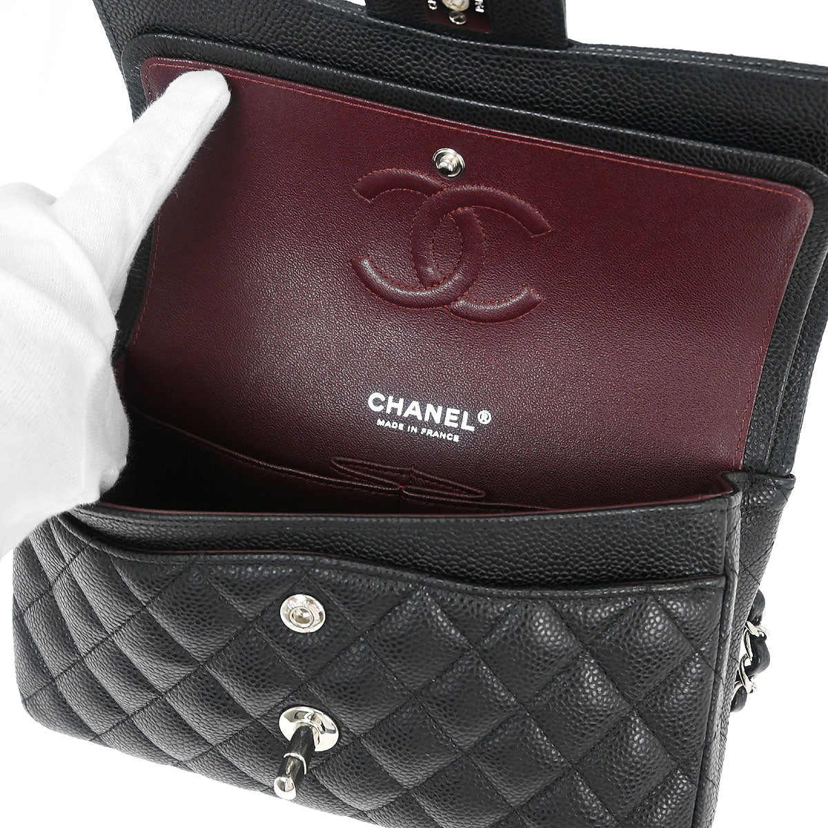 Chanel 2019 Black Caviar Small Classic Double Flap Shoulder Bag