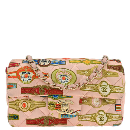 Chanel 2017 Pink Satin Cuba Cigare Print Shoulder Bag