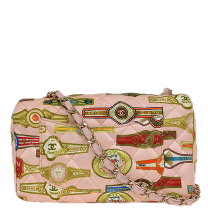 Chanel 2017 Pink Satin Cuba Cigare Print Shoulder Bag