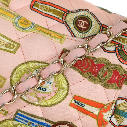 Chanel 2017 Pink Satin Cuba Cigare Print Shoulder Bag