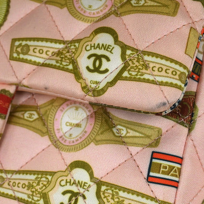 Chanel 2017 Pink Satin Cuba Cigare Print Shoulder Bag