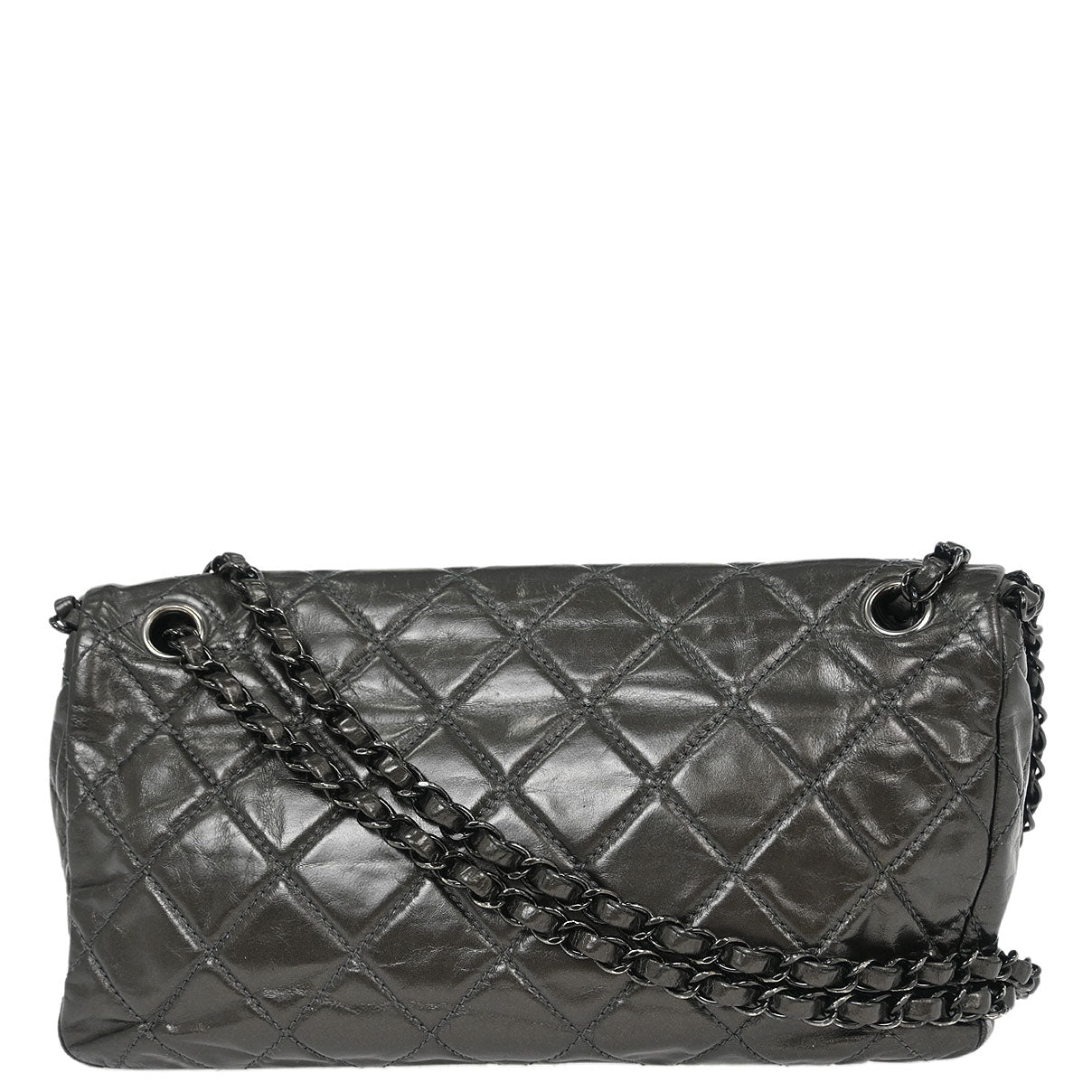 Chanel 2012 Gray Calfskin Chain Me Shoulder Bag