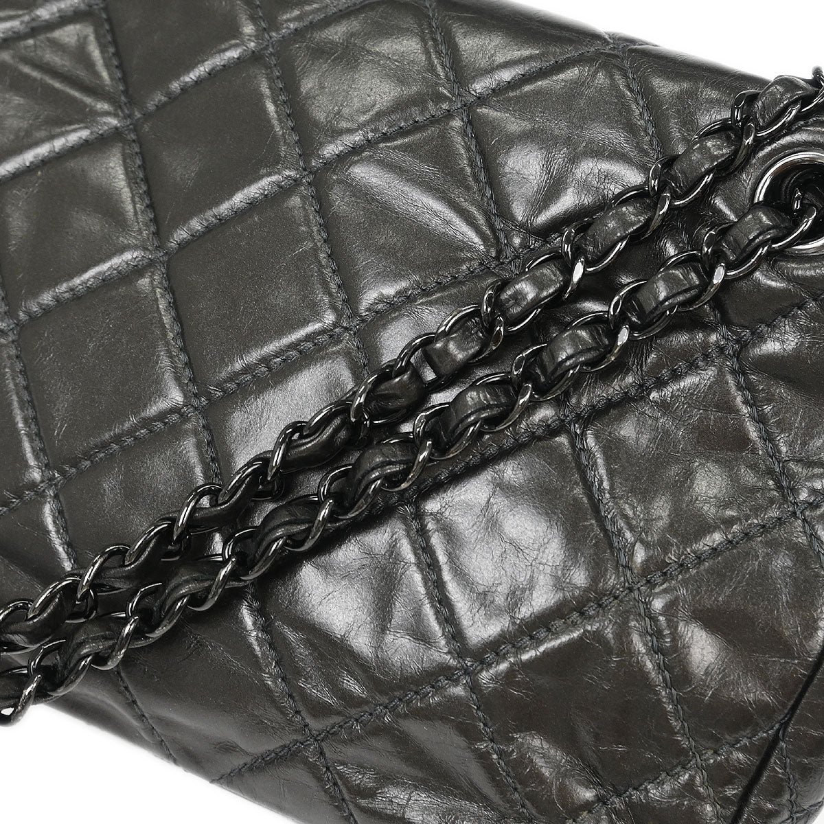 Chanel 2012 Gray Calfskin Chain Me Shoulder Bag